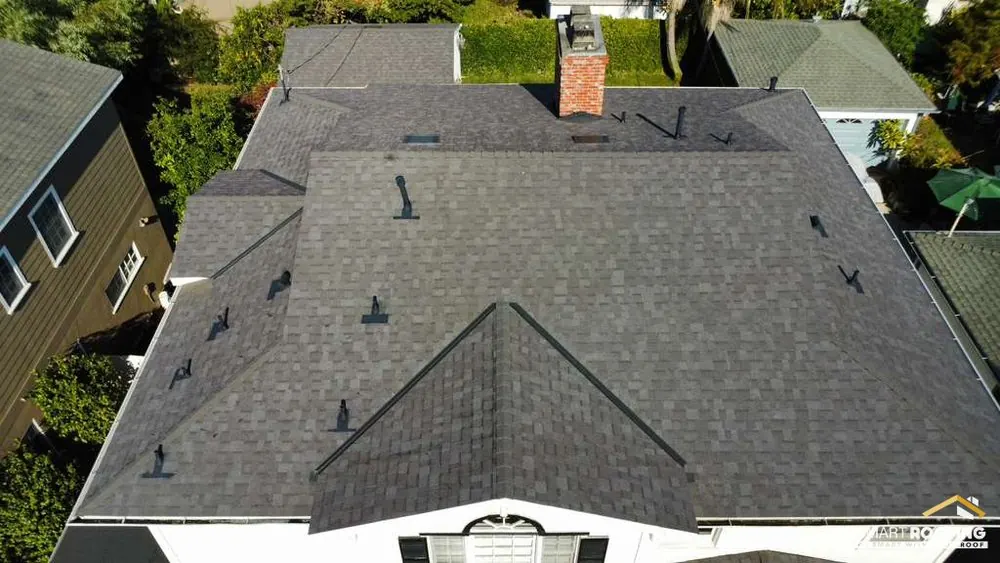 Smart Roofing project - Asphalt Shingle Roof Installation - Charcoal Hip-Roof Home in Los Angeles