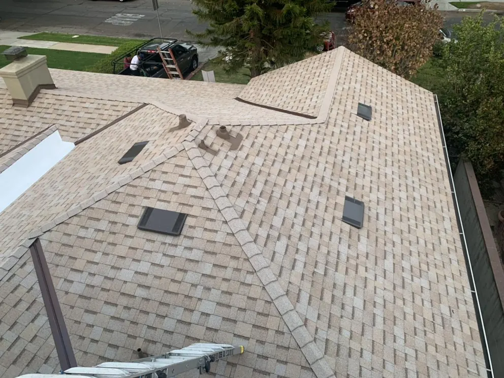 Smart Roofing project - Asphalt Shingle Roof Replacement - Tan Weathered-Wood Blend With Skylights in Los Angeles